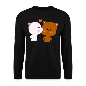 Bear Love - Bear - Best Friends - Partners - Unisex Sweatshirt - black - Front - Alina (178cm) & Michal (187cm)