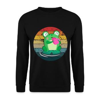 la grenouille - Sweat-shirt Unisexe - noir - Devant - Alina (178cm) & Michal (187cm)