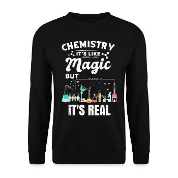 Chemistry gift chemist science molecule atom - Unisex Sweatshirt - black - Front - Alina (178cm) & Michal (187cm)
