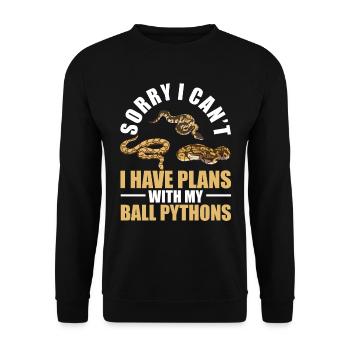 Plans With My King Python Snake Boa - Unisex Sweatshirt - black - Front - Alina (178cm) & Michal (187cm)