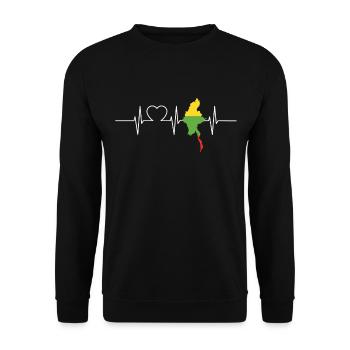 Myanmar with heartbeat ECG Vintage Flag Myanmar - Unisex Sweatshirt - black - Front - Alina (178cm) & Michal (187cm)