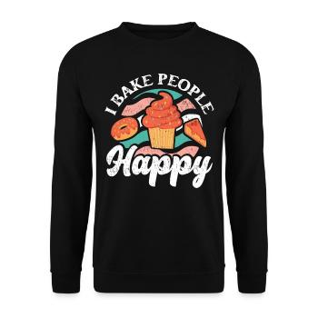 I bake people happy für Bäcker - Unisex Pullover - Schwarz - Vorne - Alina (178cm) & Michal (187cm)