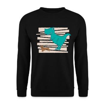 Weiner Dog Dachshund T Rex Dinosaur - Unisex Sweatshirt - black - Front - Alina (178cm) & Michal (187cm)