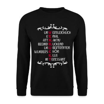 Verrückt - Unisex Pullover - Schwarz - Vorne - Alina (178cm) & Michal (187cm)