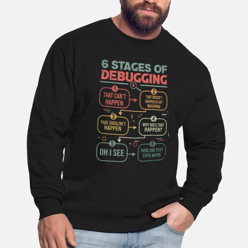 Programmierer Debugging 6 stages of debugging Unisex Pullover