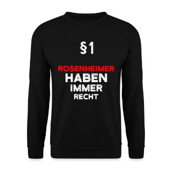 §1 Rosenheimer Haben Immer Recht Rosenheim - Unisex Pullover - Schwarz - Vorne - Alina (178cm) & Michal (187cm)