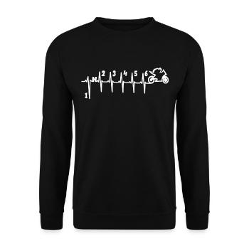 Rennmotorrad Herzschlag Motorradfahrer Supersport - Unisex Pullover - Schwarz - Vorne - Alina (178cm) & Michal (187cm)