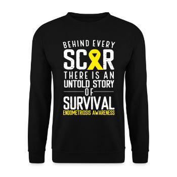 Endometriosis Awareness Behind Every Scar Survivor - Unisex Sweatshirt - black - Front - Alina (178cm) & Michal (187cm)