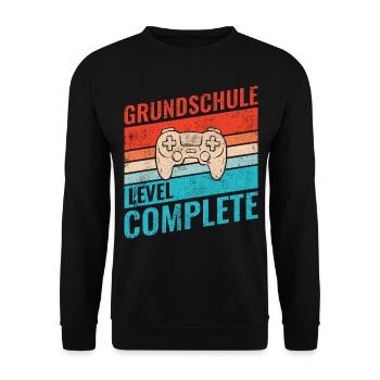Grundschule Level Komplett - Kind Gamer Schule - Unisex Pullover - Schwarz - Vorne - Alina (178cm) & Michal (187cm)