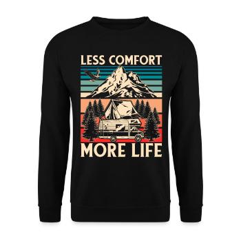 Weniger Komfort mehr Leben - Unisex Pullover - Schwarz - Vorne - Alina (178cm) & Michal (187cm)