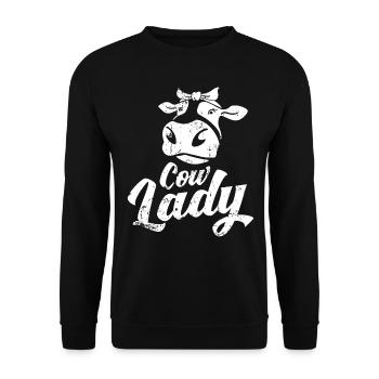 Agritourisme agricultrice Cow Lady Kuh paysanne - Sweat-shirt Unisexe - noir - Devant - Alina (178cm) & Michal (187cm)