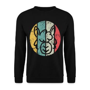Alpaca Farmers Farmer Lama Head Retro Alpaca Lama - Unisex Sweatshirt - black - Front - Alina (178cm) & Michal (187cm)