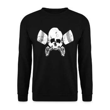 Motorcycle piston skull - moped motorcyclist - Unisex Sweatshirt - black - Front - Alina (178cm) & Michal (187cm)