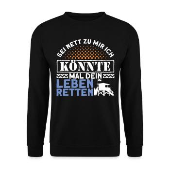 Poolboy Bademeister Schwimmen - Unisex Pullover - Schwarz - Vorne - Alina (178cm) & Michal (187cm)