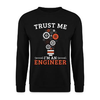 Ingenieur Spruch Abschluss Engineer - Unisex Pullover - Schwarz - Vorne - Alina (178cm) & Michal (187cm)