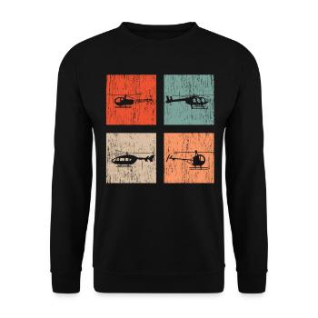 Helicopter Vintage - Unisex Pullover - Schwarz - Vorne - Alina (178cm) & Michal (187cm)