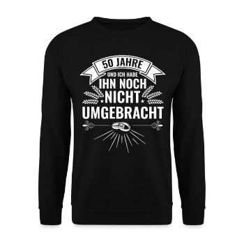 Goldene Hochzeit 50 Jahre Ehe Hochzeitstag - Unisex Pullover - Schwarz - Vorne - Alina (178cm) & Michal (187cm)