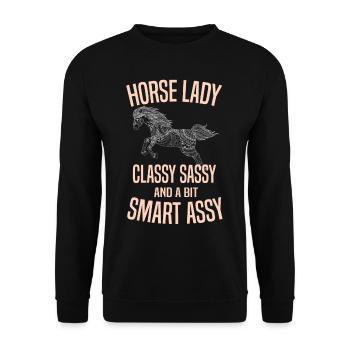 Pferde Frau - Unisex Pullover - Schwarz - Vorne - Alina (178cm) & Michal (187cm)