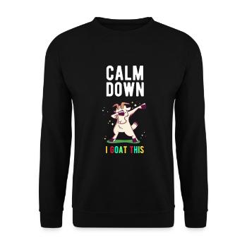 Ziegen Calm Down I Goat This - Unisex Pullover - Schwarz - Vorne - Alina (178cm) & Michal (187cm)