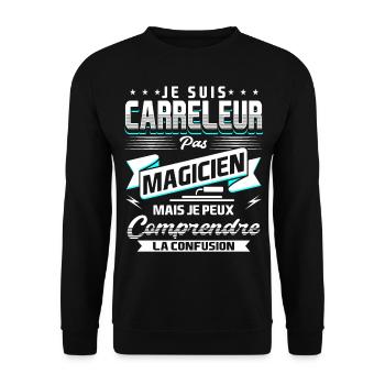 Carreleur de Carrelage Humour - Sweat-shirt Unisexe - noir - Devant - Alina (178cm) & Michal (187cm)