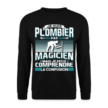 Plombier Humour Plombiers - Sweat-shirt Unisexe - noir - Devant - Alina (178cm) & Michal (187cm)