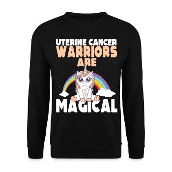 Uterine Cancer Awareness are magical Unicorn - Unisex Sweatshirt - black - Front - Alina (178cm) & Michal (187cm)