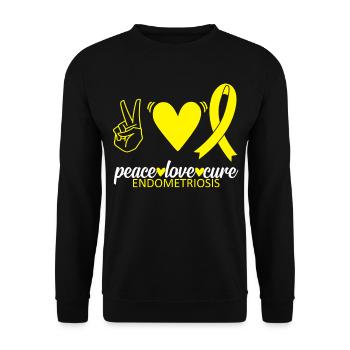 Endometriosis Awareness Peace Love Cure Survivor - Unisex Sweatshirt - black - Front - Alina (178cm) & Michal (187cm)