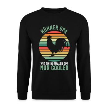 Hühner Opa Huhn Großvater Landwirt Bauernhof Bauer - Unisex Pullover - Schwarz - Vorne - Alina (178cm) & Michal (187cm)