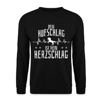 Dein Hufschlag Ist Mein Herzschlag Spruch Reiter - Unisex Pullover - Schwarz - Vorne - Alina (178cm) & Michal (187cm)