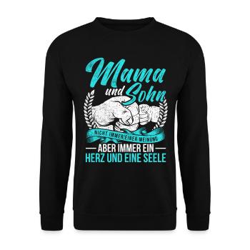 Mutter Mama Und Sohn Nicht Immer Einer Meinung - Unisex Pullover - Schwarz - Vorne - Alina (178cm) & Michal (187cm)
