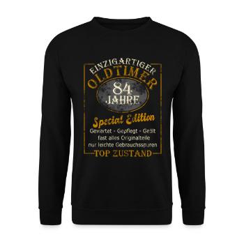 84. Geburtstag 84 Jahre Geschenk lustig Mann - Unisex Pullover - Schwarz - Vorne - Alina (178cm) & Michal (187cm)
