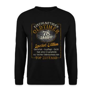 78. Geburtstag 78 Jahre Geschenk lustig Mann - Unisex Pullover - Schwarz - Vorne - Alina (178cm) & Michal (187cm)