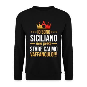 Siciliano Vaffanculo Sicilia - Unisex Pullover - Schwarz - Vorne - Alina (178cm) & Michal (187cm)
