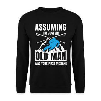 Ski Tshirt Apres Skispringen Winter Schnee Skilift - Unisex Pullover - Schwarz - Vorne - Alina (178cm) & Michal (187cm)