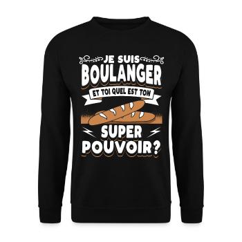 Boulanger Humour Boulangerie - Sweat-shirt Unisexe - noir - Devant - Alina (178cm) & Michal (187cm)