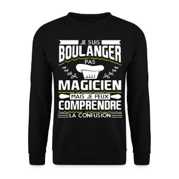 Boulanger Humour Boulangerie - Sweat-shirt Unisexe - noir - Devant - Alina (178cm) & Michal (187cm)