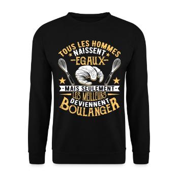 Boulanger Humour Boulangerie - Sweat-shirt Unisexe - noir - Devant - Alina (178cm) & Michal (187cm)