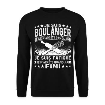 Boulanger Humour Boulangerie - Sweat-shirt Unisexe - noir - Devant - Alina (178cm) & Michal (187cm)