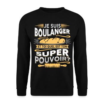 Boulanger Humour Boulangerie - Sweat-shirt Unisexe - noir - Devant - Alina (178cm) & Michal (187cm)