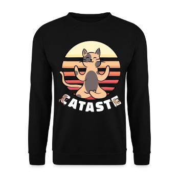 Namaste Lustige Katzen - Unisex Pullover - Schwarz - Vorne - Alina (178cm) & Michal (187cm)