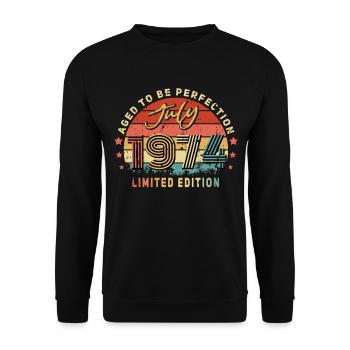 Juli 1974 Vintage - Unisex Pullover - Schwarz - Vorne - Alina (178cm) & Michal (187cm)
