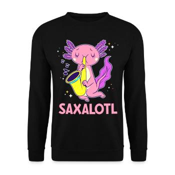 Cute Axolotl Kawaii Saxalotl - Sweat-shirt Unisexe - noir - Devant - Alina (178cm) & Michal (187cm)