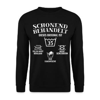 35 Geburtstag - Unisex Pullover - Schwarz - Vorne - Alina (178cm) & Michal (187cm)