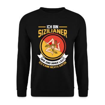 Italiener Sizilien Sizilianer Italien Geschenk - Unisex Pullover - Schwarz - Vorne - Alina (178cm) & Michal (187cm)