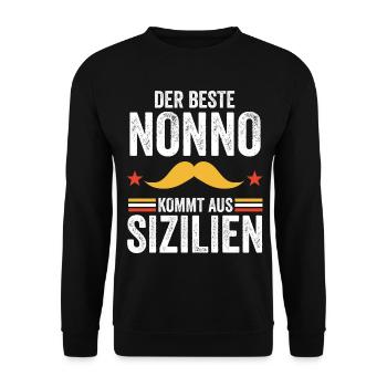 Italien Nonno Sizilien Sizilianer Geschenk - Unisex Pullover - Schwarz - Vorne - Alina (178cm) & Michal (187cm)