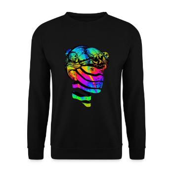 Psychedelic Psychonaut Planet Trippy Kopf Weltall - Unisex Pullover - Schwarz - Vorne - Alina (178cm) & Michal (187cm)