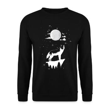 wolf - Unisex Sweatshirt - black - Front - Alina (178cm) & Michal (187cm)