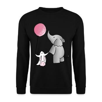 Elephant with hare - Unisex Sweatshirt - black - Front - Alina (178cm) & Michal (187cm)