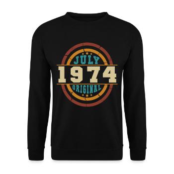 Juli 1974 Vintage - Unisex Pullover - Schwarz - Vorne - Alina (178cm) & Michal (187cm)