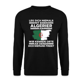 Algerier Algerien Algerisches Geschenk - Unisex Pullover - Schwarz - Vorne - Alina (178cm) & Michal (187cm)